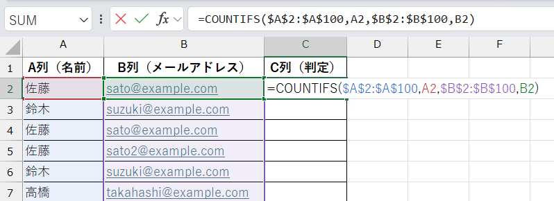 3. COUNTIFS関数で複数条件を確認する