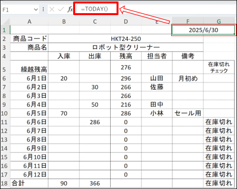 TODAY関数