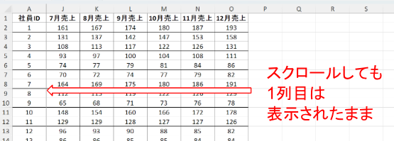 エクセルで先頭列を固定する方法